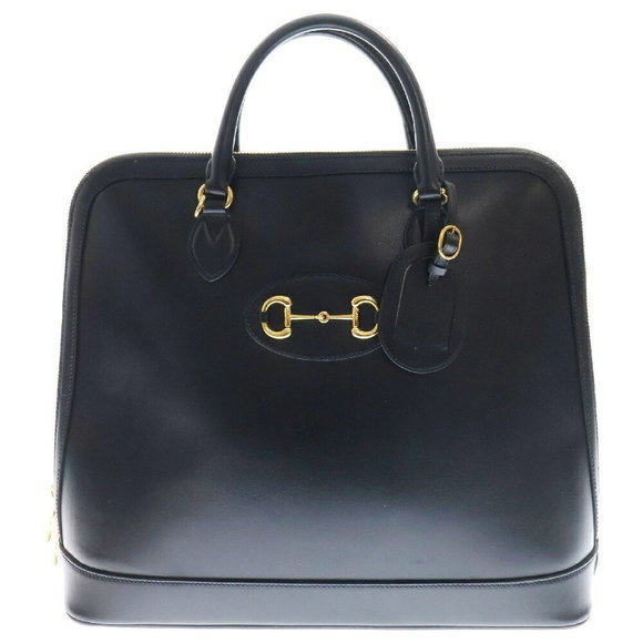 Gucci Duffle Tote Handbag Black Bag Horsebit - Picture 1 of 5